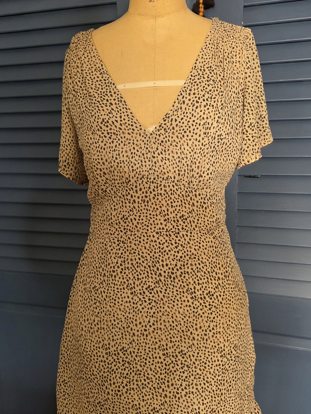 Abercrombie & Fitch Beige Top with Black Spot Print